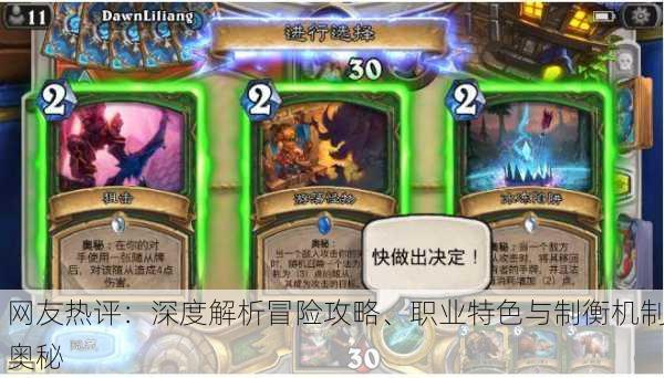 网友热评：深度解析冒险攻略、职业特色与制衡机制奥秘