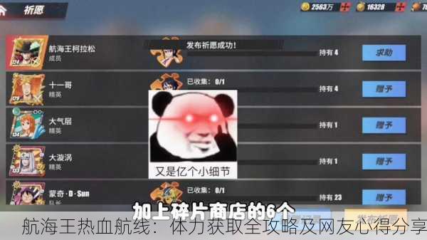 航海王热血航线：体力获取全攻略及网友心得分享