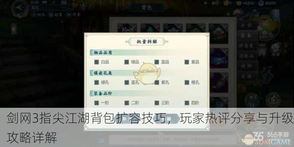剑网3指尖江湖背包扩容技巧，玩家热评分享与升级攻略详解