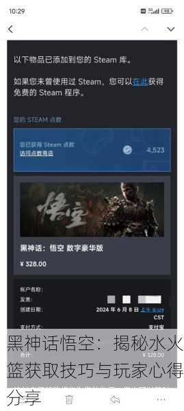 黑神话悟空：揭秘水火篮获取技巧与玩家心得分享