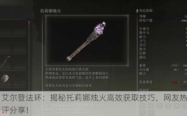 艾尔登法环：揭秘托莉娜烛火高效获取技巧，网友热评分享！