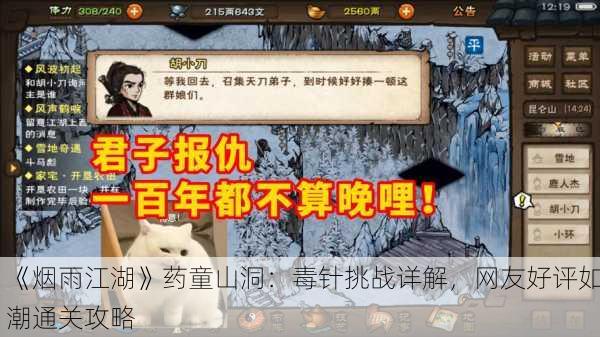 《烟雨江湖》药童山洞：毒针挑战详解，网友好评如潮通关攻略