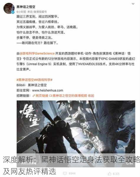 深度解析：黑神话悟空定身法获取全攻略及网友热评精选