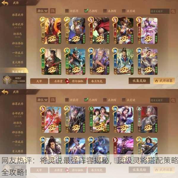 网友热评：将灵说最强阵容揭秘，顶级灵将搭配策略全攻略！