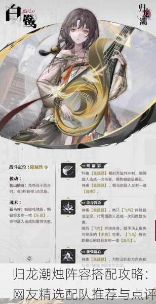 归龙潮烛阵容搭配攻略：网友精选配队推荐与点评